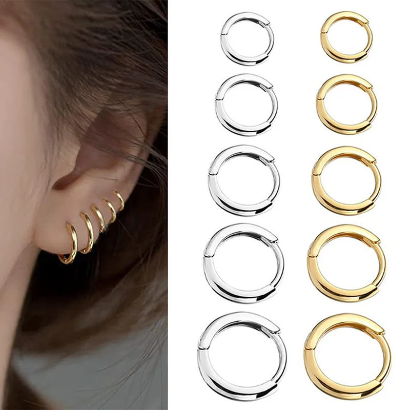 Pendientes de aro pequeños simples de acero inoxidable para Mujer y hombre, joyería para Piercing en la oreja y cartílago, novedad de 2022