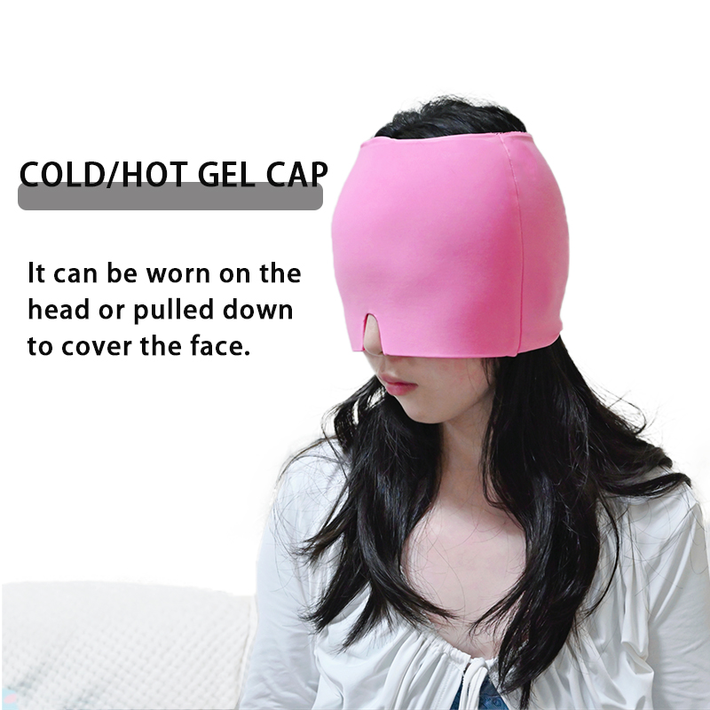 Ice Cap Gel Cold and Hot Mask Head Face Surrounding Relaxation Massage Sleep Eye Mask Black Pink Not Charged