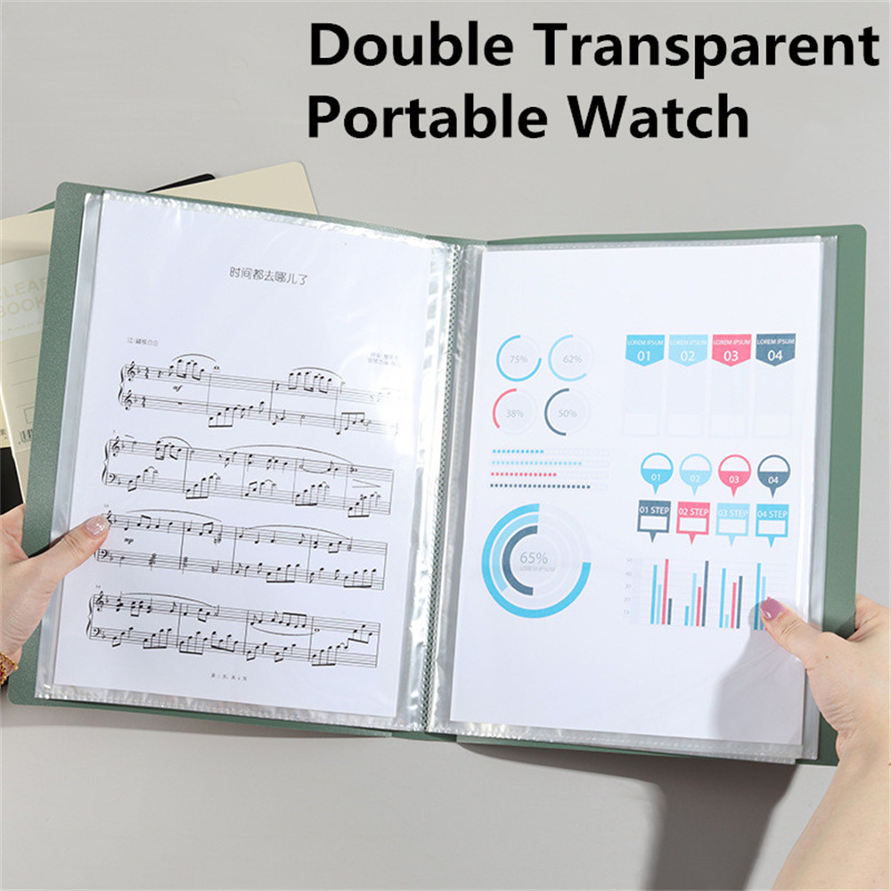 A4 File Folder Display Book 20/30/40/60 Pages Transparent Insert Paper Document Organizer Bag Office School Supplies