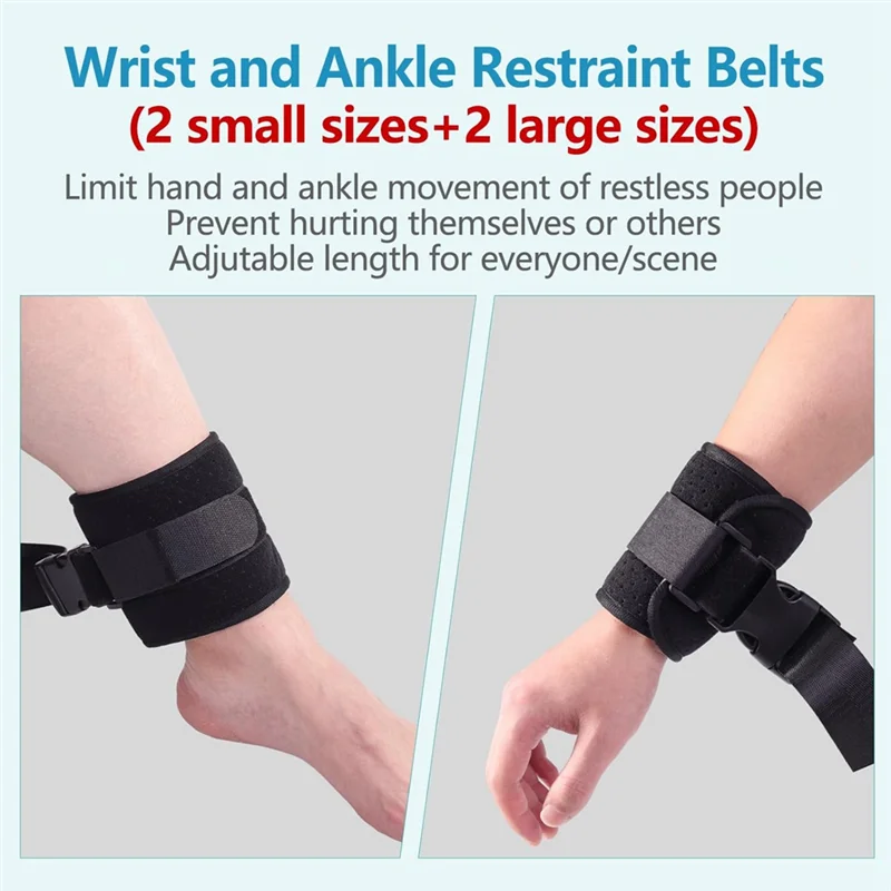 ABZS Bed Restraints Belts For Wrists And Ankles, 4Pcs Limb Holder With Quick Release Buckles, Patient  Restraints