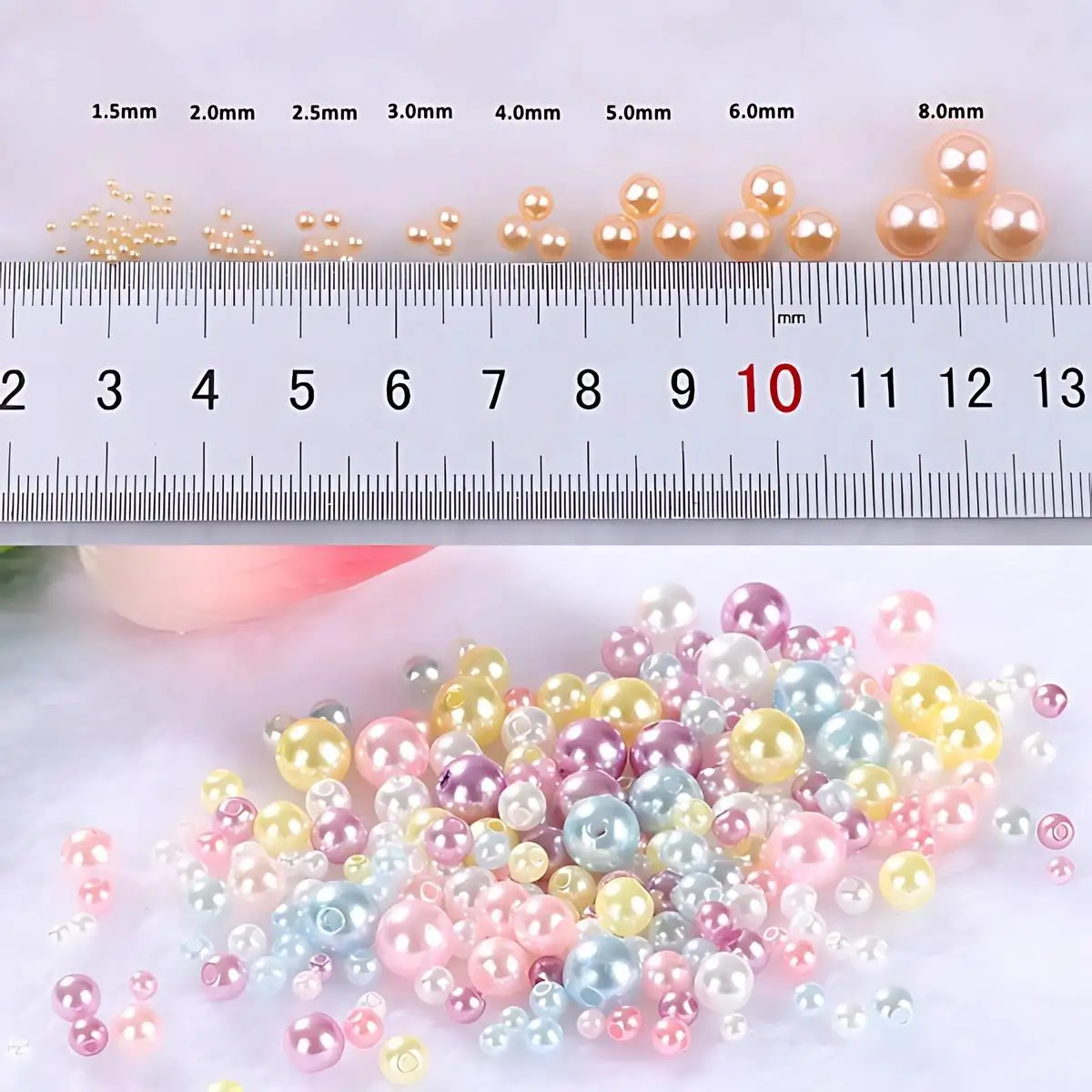 150ชิ้น/แพ็คใหม่ลูกปัดอะคริลิคพลาสติกมุกเทียมหลากสี3-8มม. มีรูสำหรับทำเครื่องประดับ