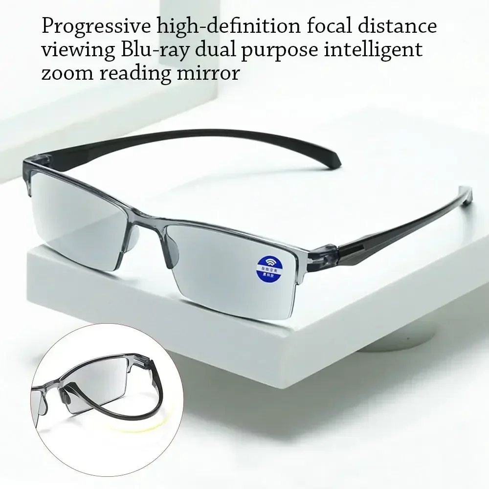 Gafas de lectura con Zoom automático inteligente, gafas antirayos azules con enfoque automático, gafas de media montura para ordenador cerca de lejos