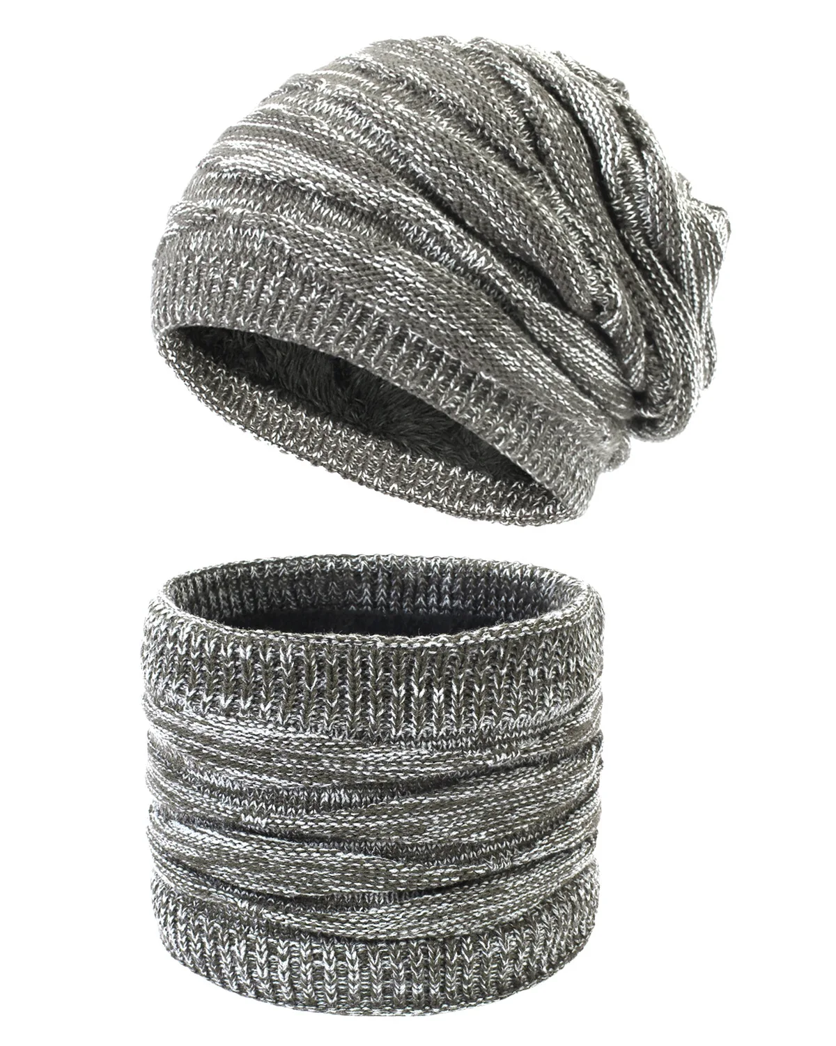 2 Piece Set Hats Scarf Set for Women and Men Bonnet Warm in Winter Knit Neck Solid Color Uniset Cap Neckerchief Thick