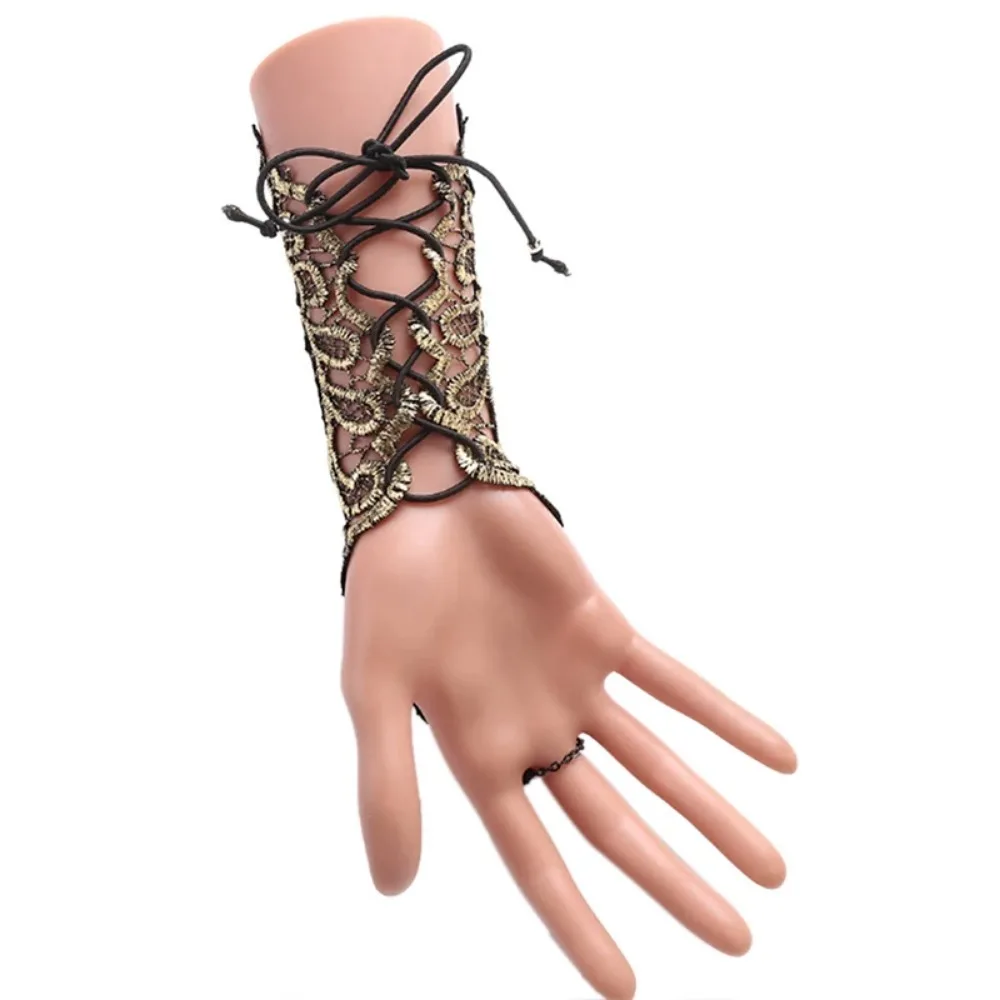 Gótico steampunk renda manguito luva sem dedos braço mais quente pulseira preto acessórios de halloween moda e sexy