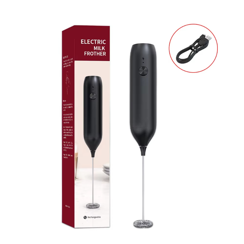 Espumador de leche eléctrico, Mini máquina de espuma de acero inoxidable 304, Cable USB tipo C recargable, mezclador de bebidas, batidor para café