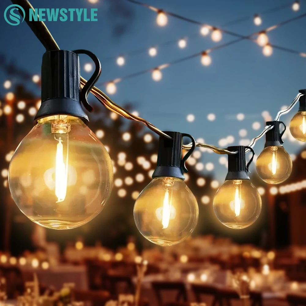 Lampki LED G40 220V/110V z wtyczką EU/US, oprawka E12, nietłukące, wodoodporne, do ogrodu, na zewnątrz, dekoracje świąteczne.