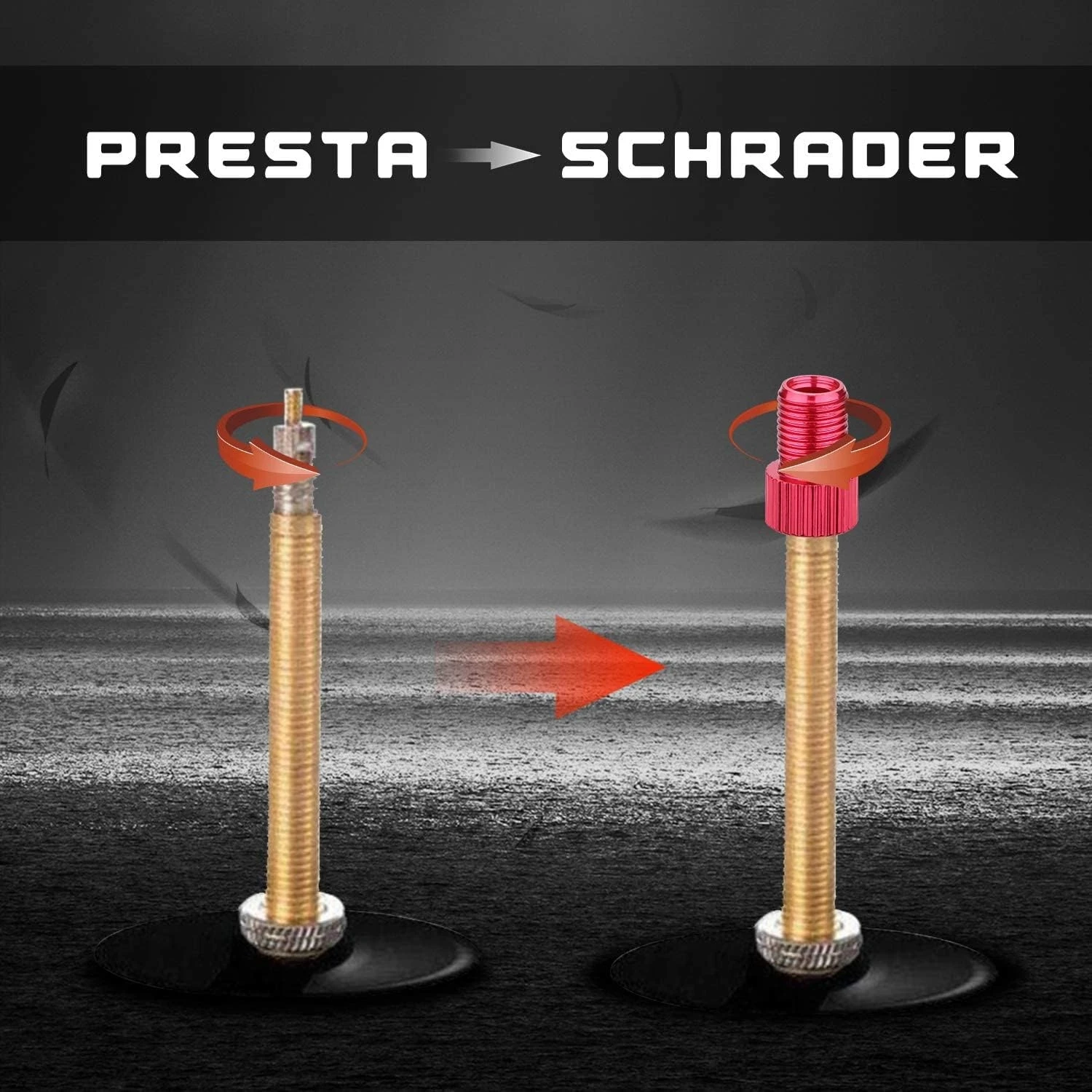 Válvula de bicicleta de aluminio de 10 colores, convertidor PRESTA a SCHRADER, adaptador de válvula de coche