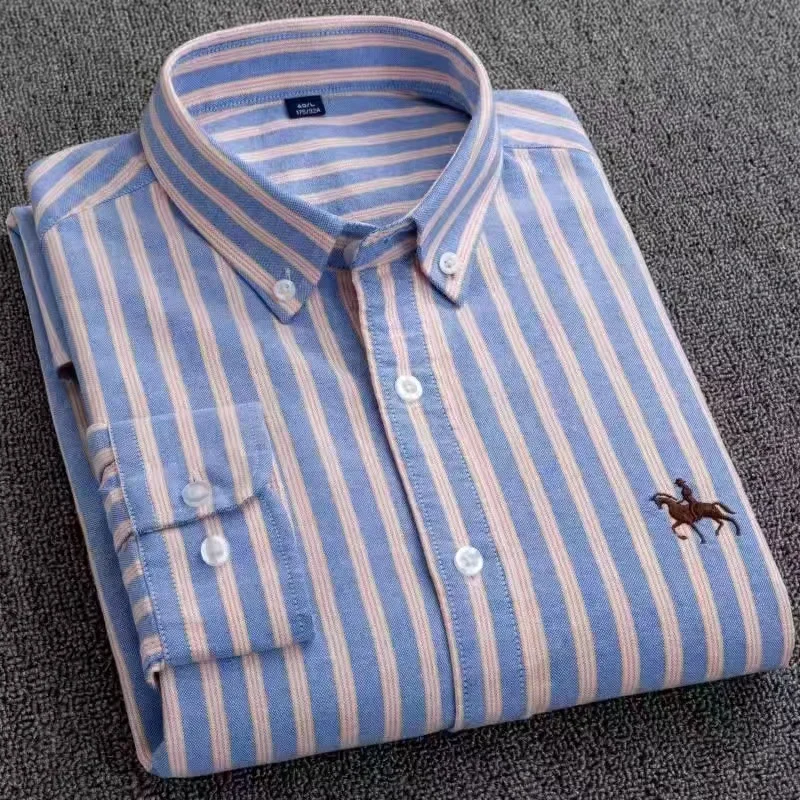 Camisas de manga larga para hombre, ropa de otoño e invierno, blusa Oxford de algodón 100%, camisas informales de negocios de talla grande, moda coreana
