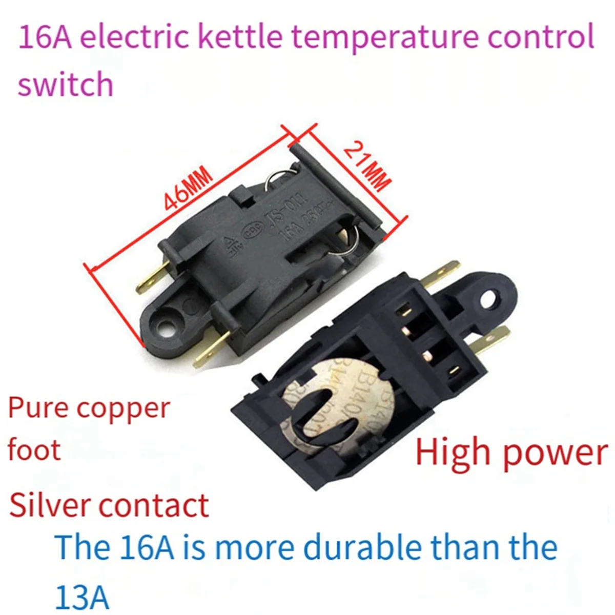A72P 10 Pcs Electric Kettle Steam Pressure Jump Switch 16A Kettle Power Switch Thermostat Temperature Control Kettles Switch