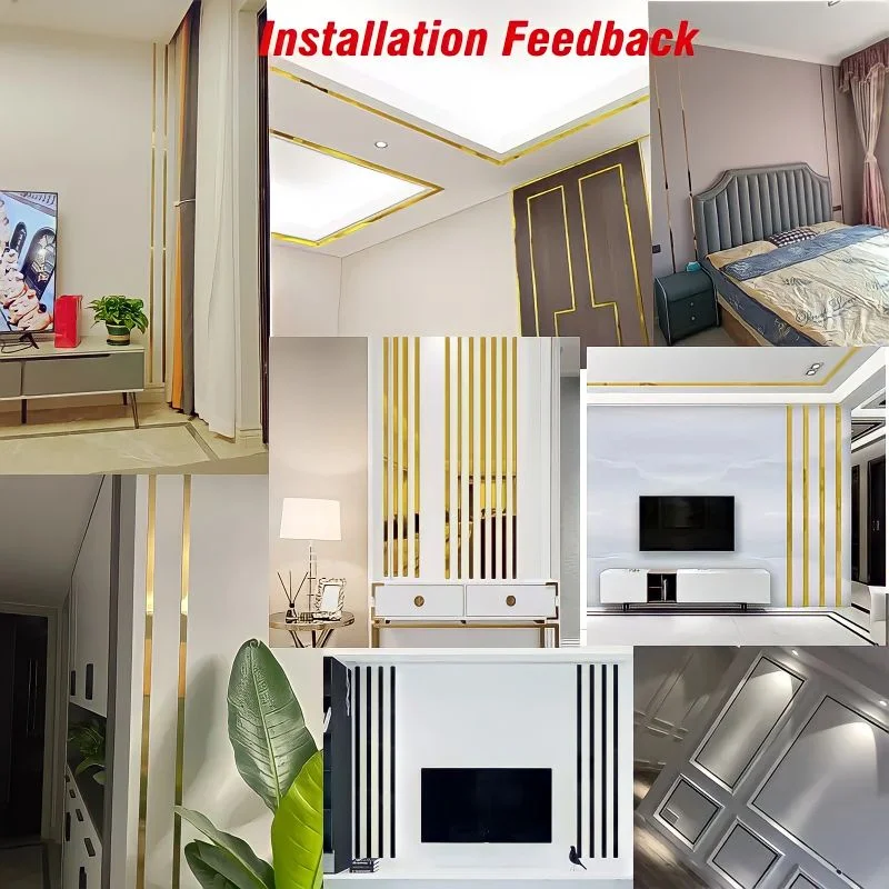 1 Cuộn Vàng Decal Dán Tường Phẳng Bằng Thép Không Gỉ Đường Nét Trang Trí Titan Tường Trần Edge Dải Gương Trang Trí Phòng Khách