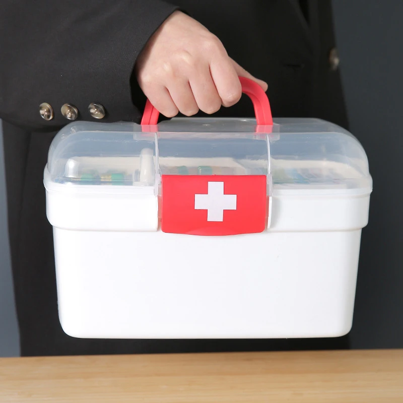 Große Kapazität Medizin Veranstalter Lager behälter Familie Erste-Hilfe-Brust tragbare Notfall-Kit-Box