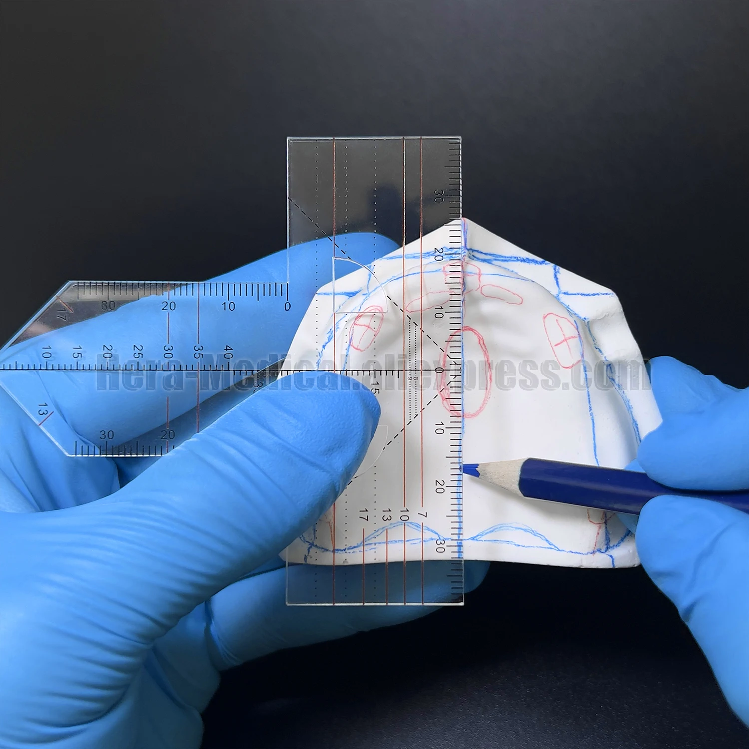 Multifunctional Dental Denture Ruler T-Shape Drawing & Alignment Orthodontic Symmetry Examination Tool for Prosthetics