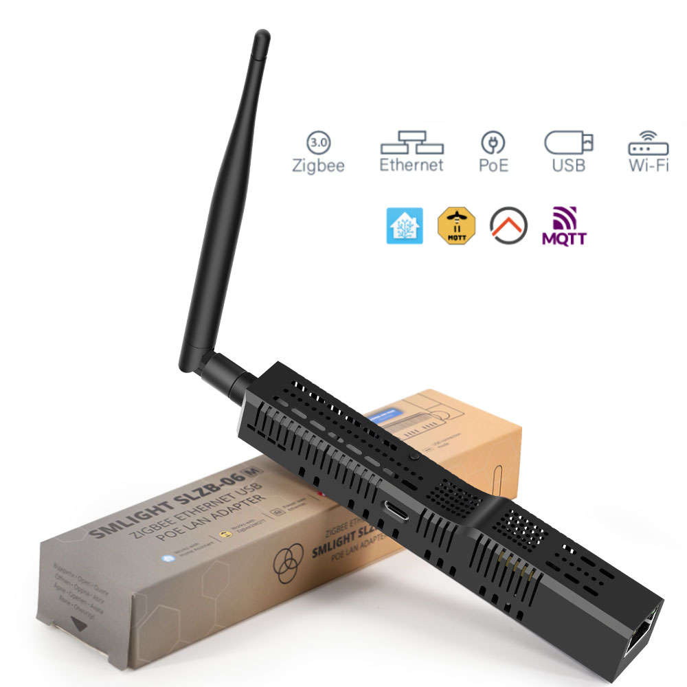 SMLIGHT SLZB-06-A Zigbee 3,0 a Ethernet, USB y WiFi Coordenador con soporte PoE, funciona con Zigbee2MQTT, ZHA, asistente doméstico