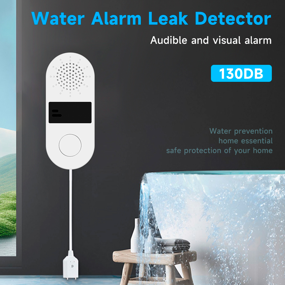Detector de fugas de agua con alarma de sonido y luz, Sensor de alarma de agua para el hogar inteligente, protección de seguridad, 130dB, nuevo
