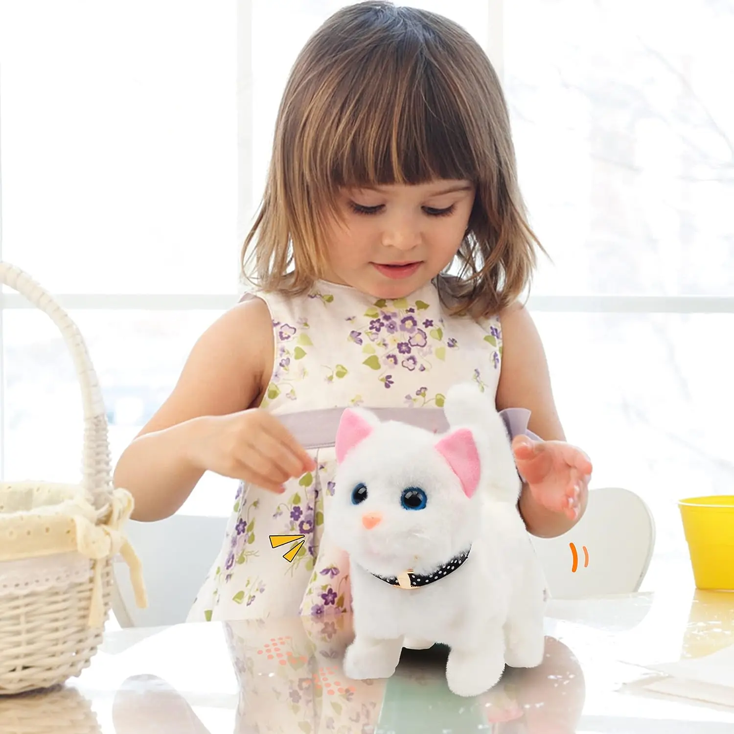 ใหม่เดิน Kitty Plush ของเล่นไฟฟ้า Interactive Cat ตุ๊กตาสัตว์ Meowing TAIL Wagging หัว Nodding Cat สัตว์เลี้ยงของเล่นสําหรับของขวัญเด็ก