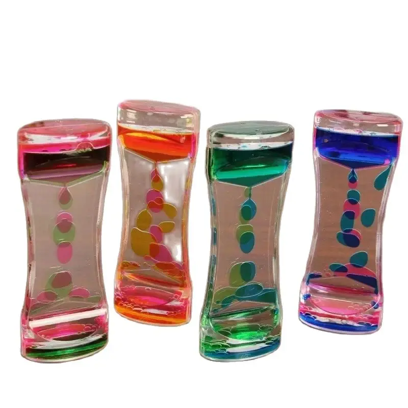 Blocco gorgogliatore a movimento liquido Confezione di clessidra colorata Gorgogliatore liquido Fidget Ansia sensoriale Autismo Attività per bambini Calma Rilassamento