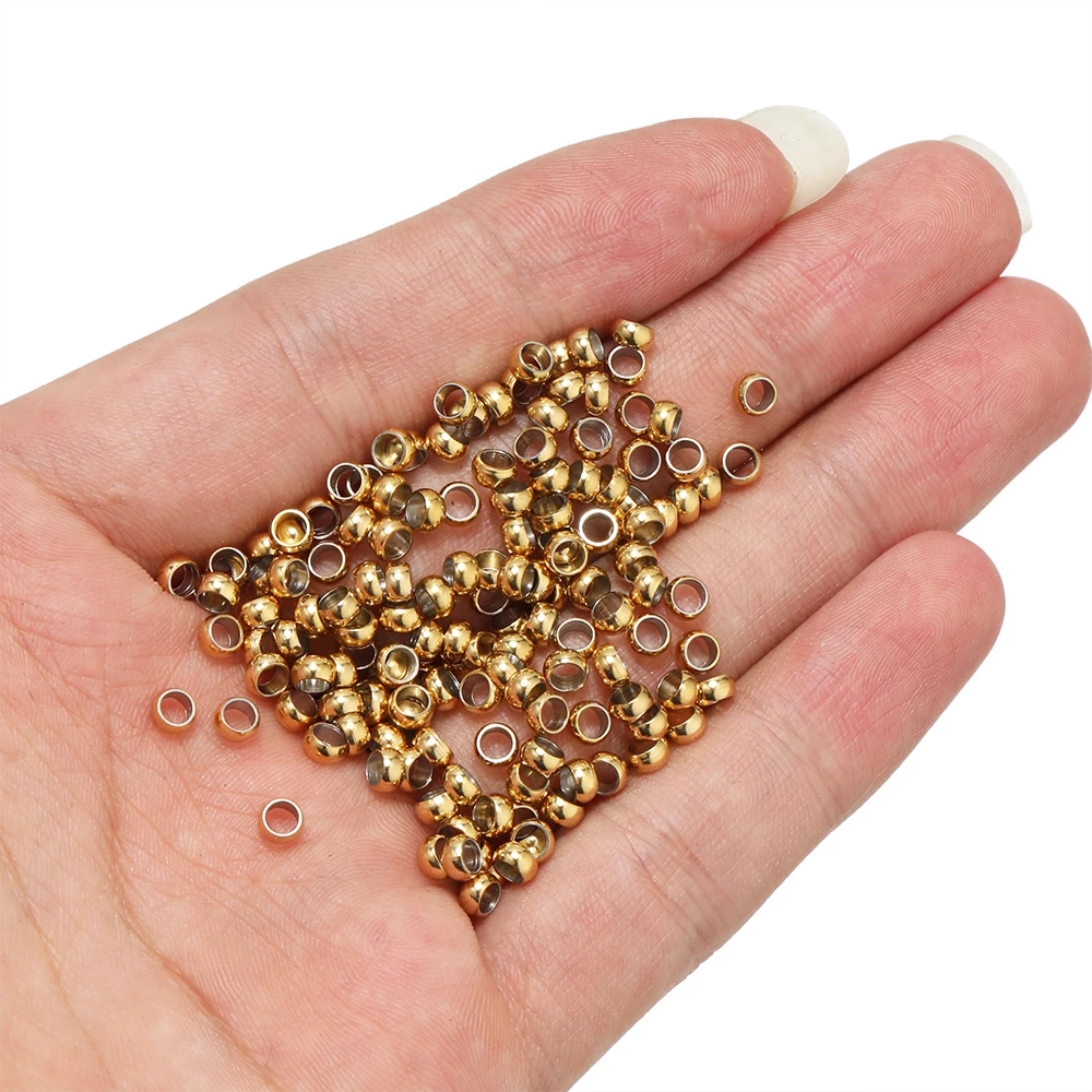 100pcs สแตนเลสสตีล Ball CRIMP End ลูกปัด Dia1.5/2/2.5/3/3.5/4mm Stopper Spacer ลูกปัดสําหรับ DIY เครื่องประดับทําผลการค้นหาอุปกรณ์