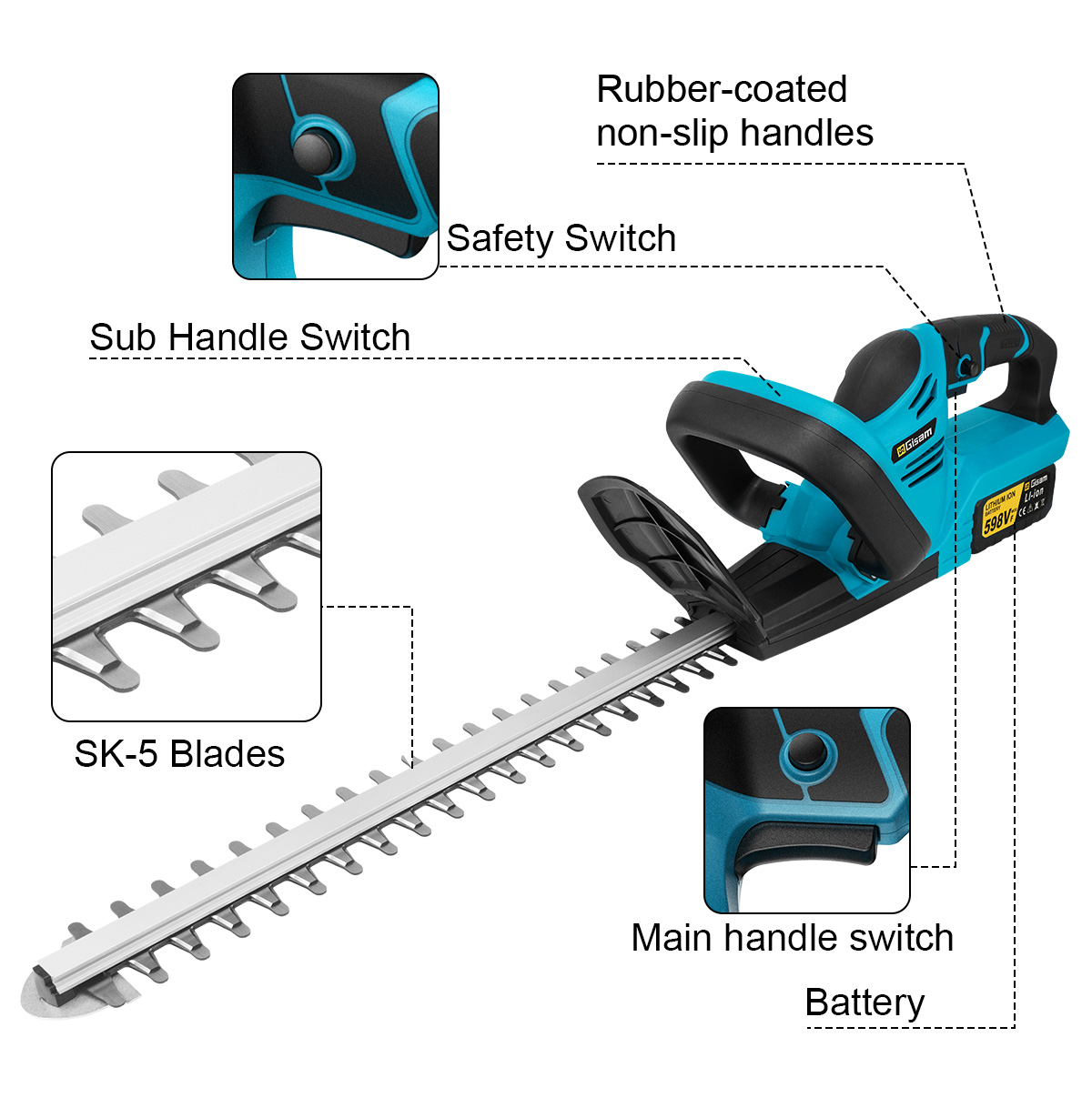 Gezione 20000 об/мин, бесщеточный электрический триммер для живой изгороди, газонокосилка, садовый секатор для живой изгороди, триммер для Makita, 18 В, аккумуляторный штифт
