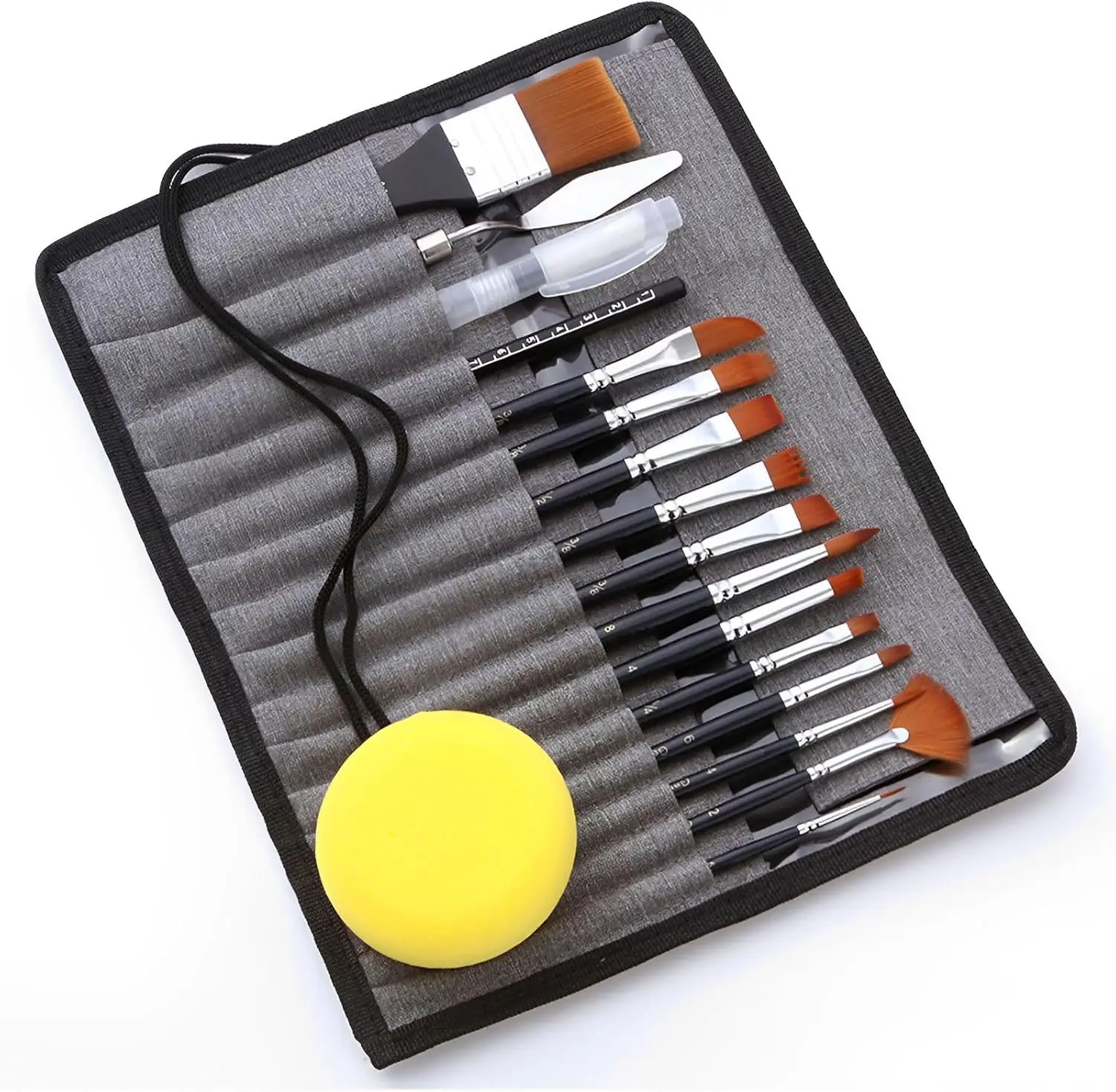 18 Pcs Professional Watercolor Paint Brushes for Artists Different Sizes with Flat Round Pointed Soft Nylon Hair Brushes