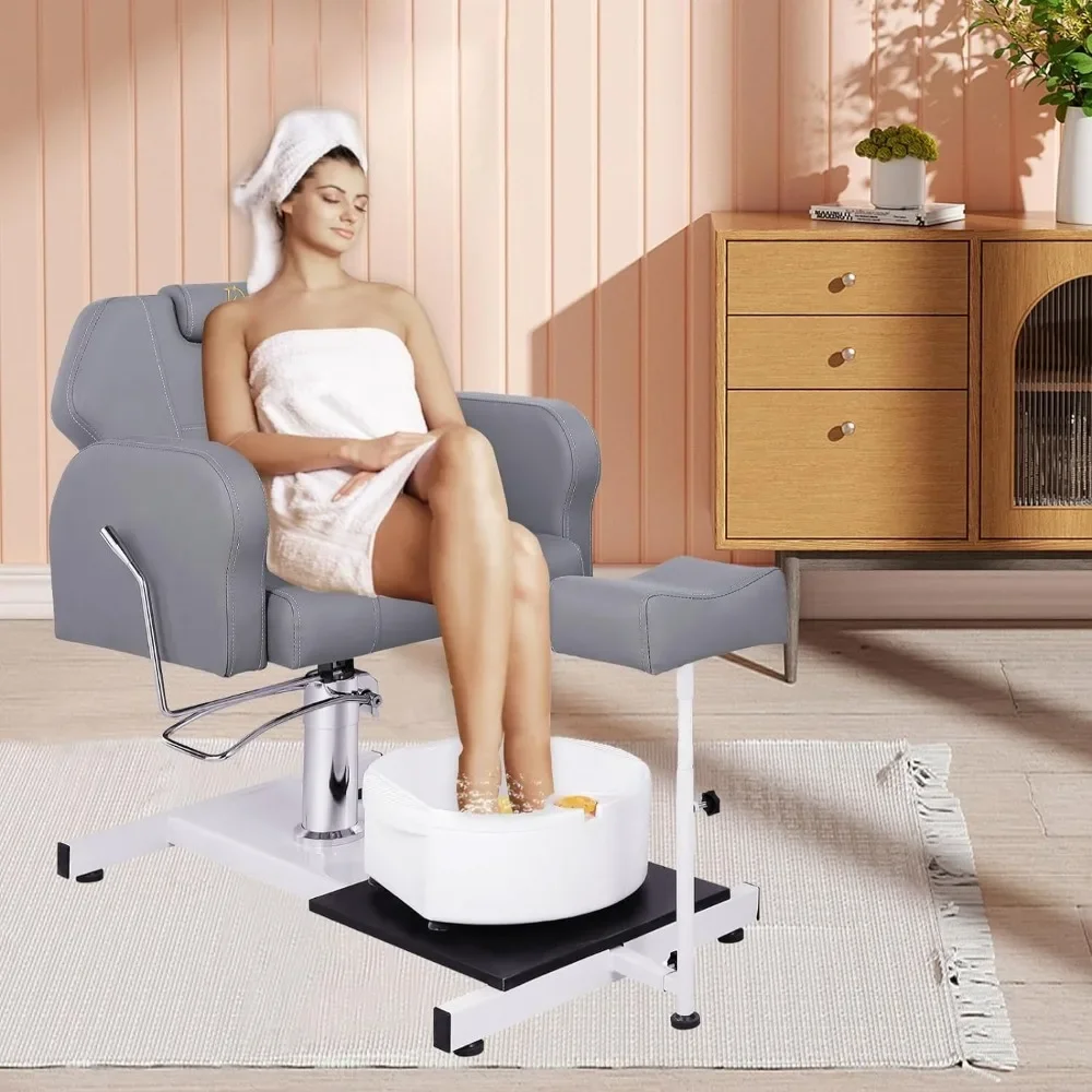 Pedicure Chairs No Plumbing with Foot Massage Basin, Hydraulic Adjustable Pedicure Chair, 360° Rotation Pedicure Chairs
