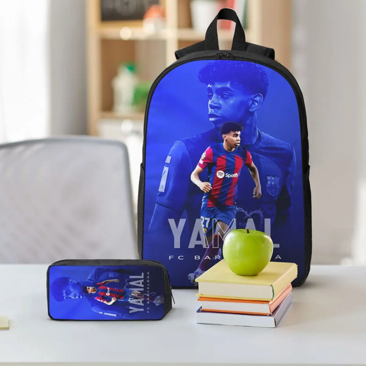 3点セット ラミネ Y-Yamalテーマ リュックサック キッズ サッカー スター ペンケース ブックバッグ ランチボックス付き 学校 学生 デイパック