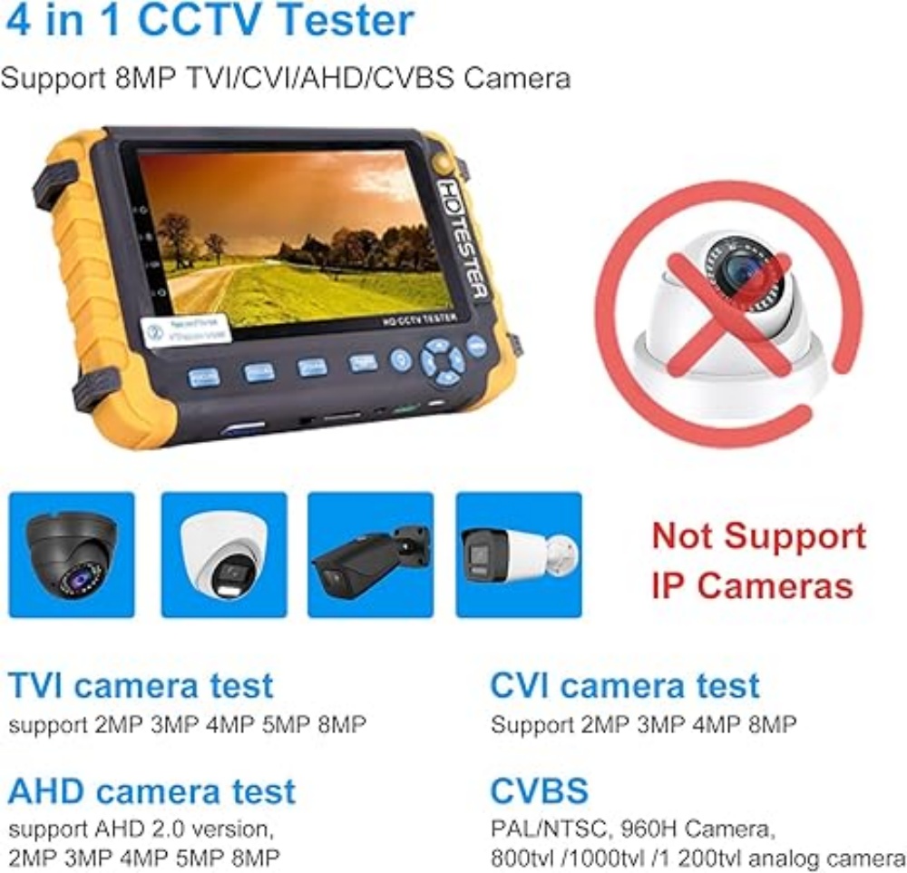 PEGATAH тестер монитора камеры видеонаблюдения IV8W 8MP AHD/CVI/TVI CVBS CCTV тестер камер AHD тестеры с HDMI VGA вход видео тестер