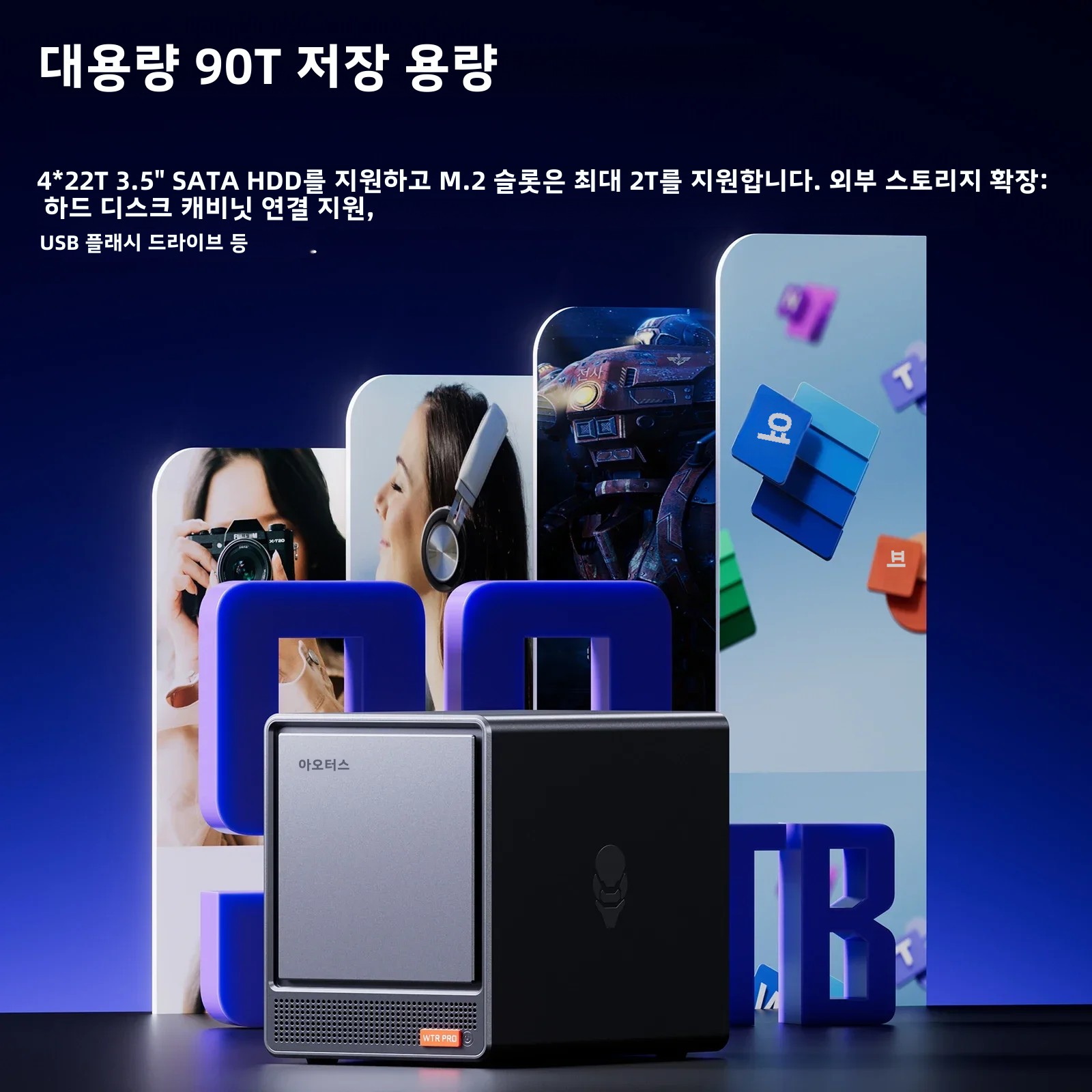 AOOSTAR 미니 PC, 4 베이 나스 WTR 프로, AMD 라이젠 7 5825u, 2.5/3.5 인치 HDD * 4, NVME SSD * 1 지원