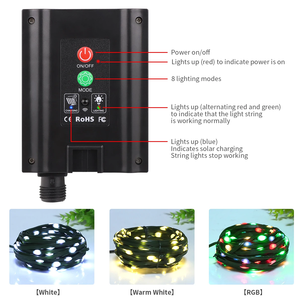 หนัง LED พลังงานแสงอาทิตย์ String ไฟ Fairy 100M คริสต์มาสไฟกันน้ํากลางแจ้ง Garland High-Power โคมไฟพลังงานแสงอาทิตย์สําหรับตกแต่งสวน