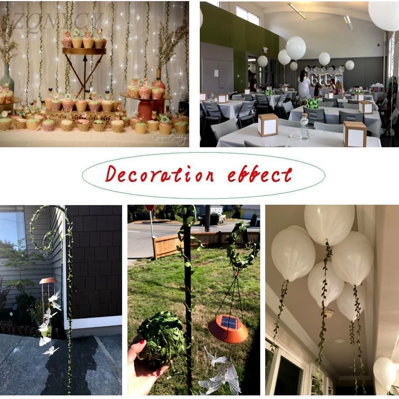 10 เมตรผ้าไหมรูป Handmake ประดิษฐ์สีเขียวใบสําหรับงานแต่งงานตกแต่ง DIY พวงหรีดของขวัญ Scrapbooking หัตถกรรมดอกไม้ปลอม