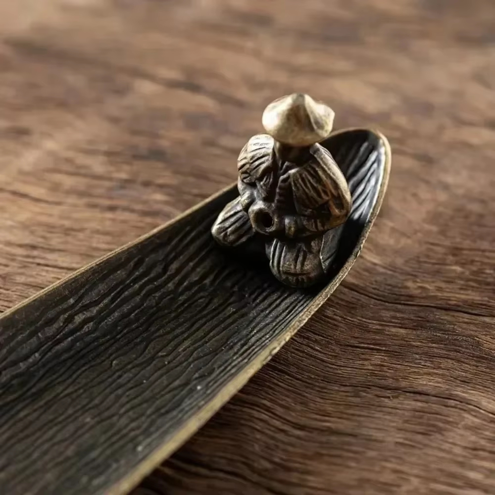 Creative Incense Holder Aromatherapy Ornament Incense Holder Boat Old Men Fishing Japanese Style Incense Stick Burner Home Decor