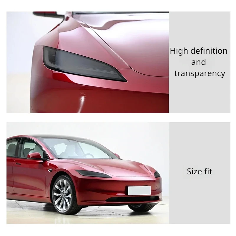 ヘッドランプ保護フィルムテスラモデル 3 + TPU 透明スモークブラックヘッドライトフィルム新 Model3 ハイランド 2024 カーアクセサリー