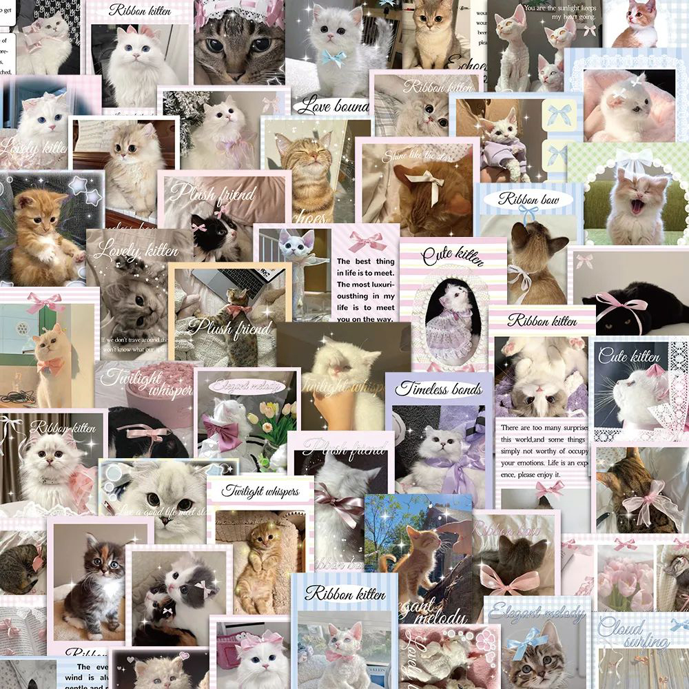 10/30/50PCS INS Style Ballet Style Kitten Cat Stickers Decals Toys DIY Phone Laptop Luggage Kawaii Graffiti Decals for Toys Gift