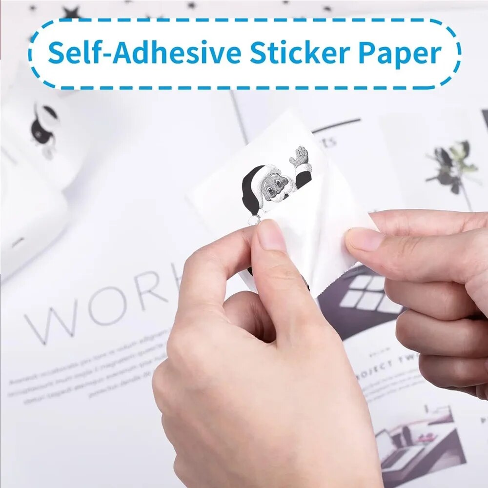 Papier thermique universel pour mini imprimante portable HD, papier auto-adhésif, autocollant d'étiquette pour téléphone, impression d'image et photo, 57mm