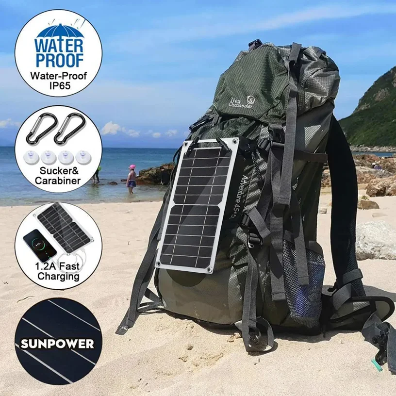 Pannello solare all'ingrosso 1-14 pezzi USB impermeabile escursionismo all'aperto campeggio batteria portatile pannello di ricarica della banca di ricarica del telefono cellulare