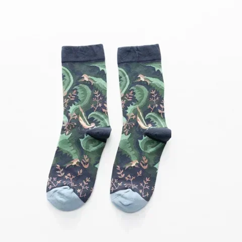 Calcetines largos con estampado de dibujos animados para mujer, moda creativa, novedad personalizada, calcetines de algodón cómodos y cálidos para invierno