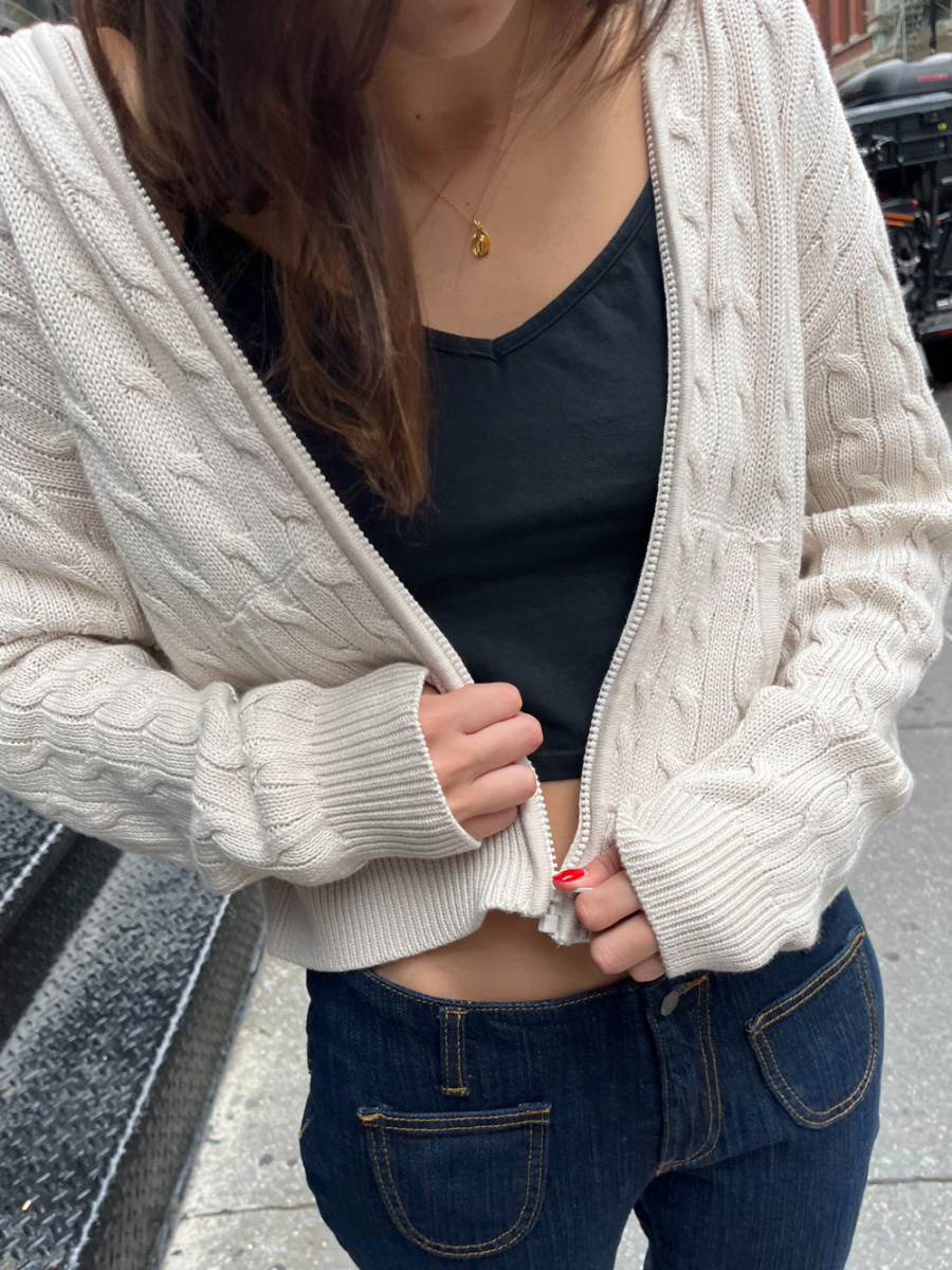 Torcido flor de malha cardigan camisola feminina outono manga longa com capuz zíper casaco curto streetwear moda blusas y2k topos