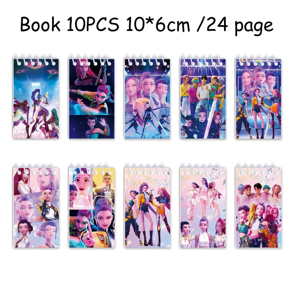 10PCS Kpop Dämon Jäger Notebook Huntrix Rumi Mira Zoey Binder Anime Muster Schreibwaren Liefert Zurück Zu Schule Geschenke 10*6cm