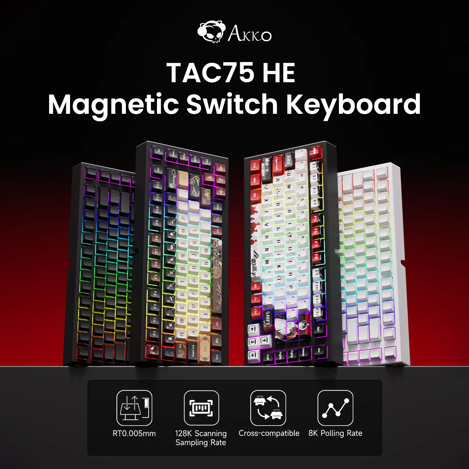 AKKO TAC75 HE Magnetisch schakelaartoetsenbord 75% gamingtoetsenborden Rapid Trigger 0,005 mm 8K RGB Bedraad Esports Aangepast toetsenbord voor gamer