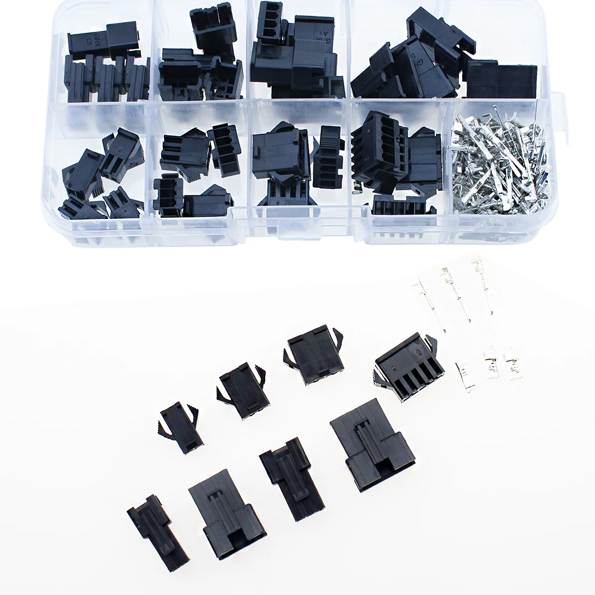 200 Uds. Conectores JST SM de 2,54mm de paso 2/3/4/5 pines conector macho y hembra conectores de clavija adaptador de Terminal de engarzado