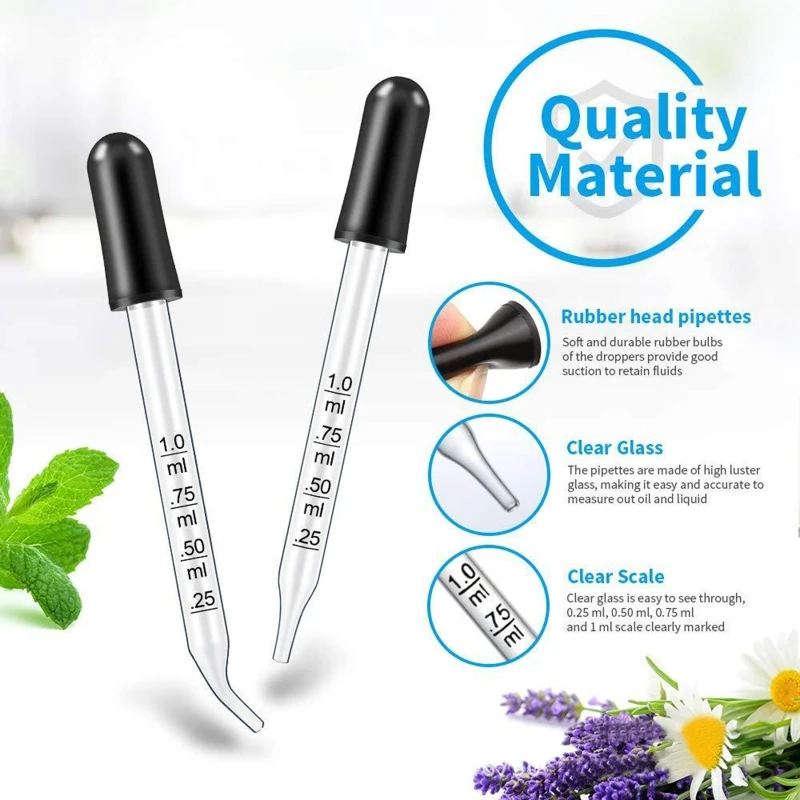 Ống nhỏ giọt chất lỏng thủy tinh 1 Pipet nhỏ giọt tinh dầu Ống nhỏ giọt vết bẩn thủy tinh