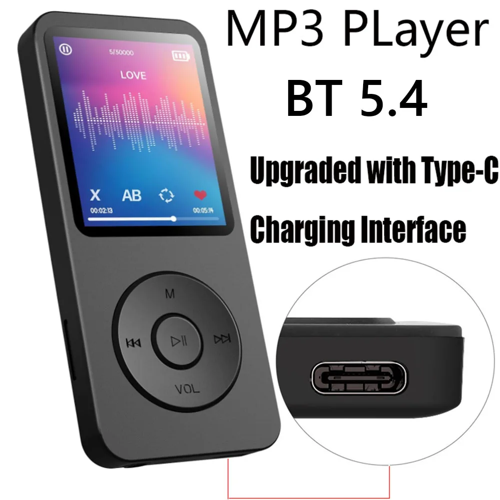 MP3 Player 1.8 in Screen Music Stereo Player Bluetooth-Compatible5.4 Built-in Speaker Support FM Radio E-Book Recording for Kids