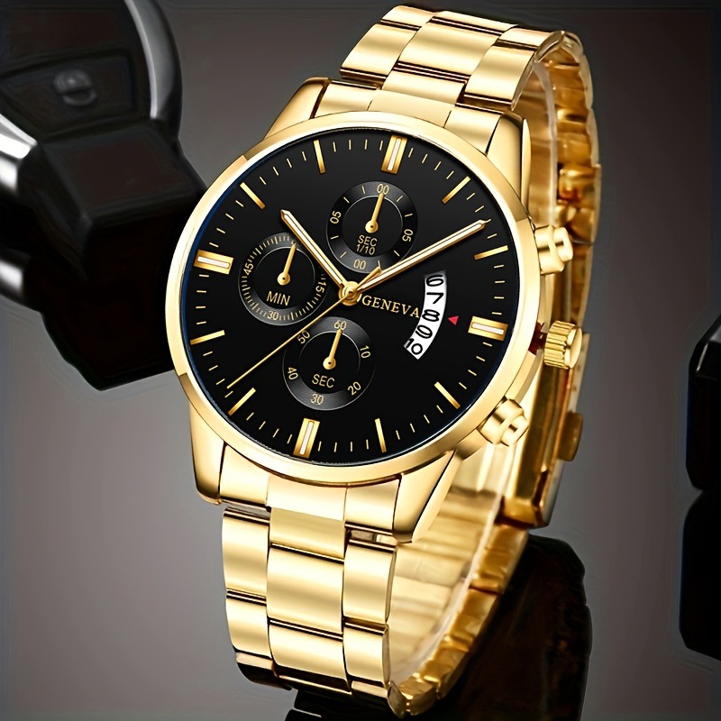 2025 Reloj de acero inoxidable a la moda para hombre, reloj de pulsera de cuarzo con calendario de lujo, relojes de negocios para hombre, reloj Montre Homme