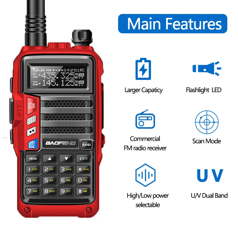 Baofeng UV-5R plus 15w uhf/vhf Tri-Power Walkie Talkie 50 km USB Langstrecken-Upgrade von UV 5r UV-10R S9 plus Funkgerät