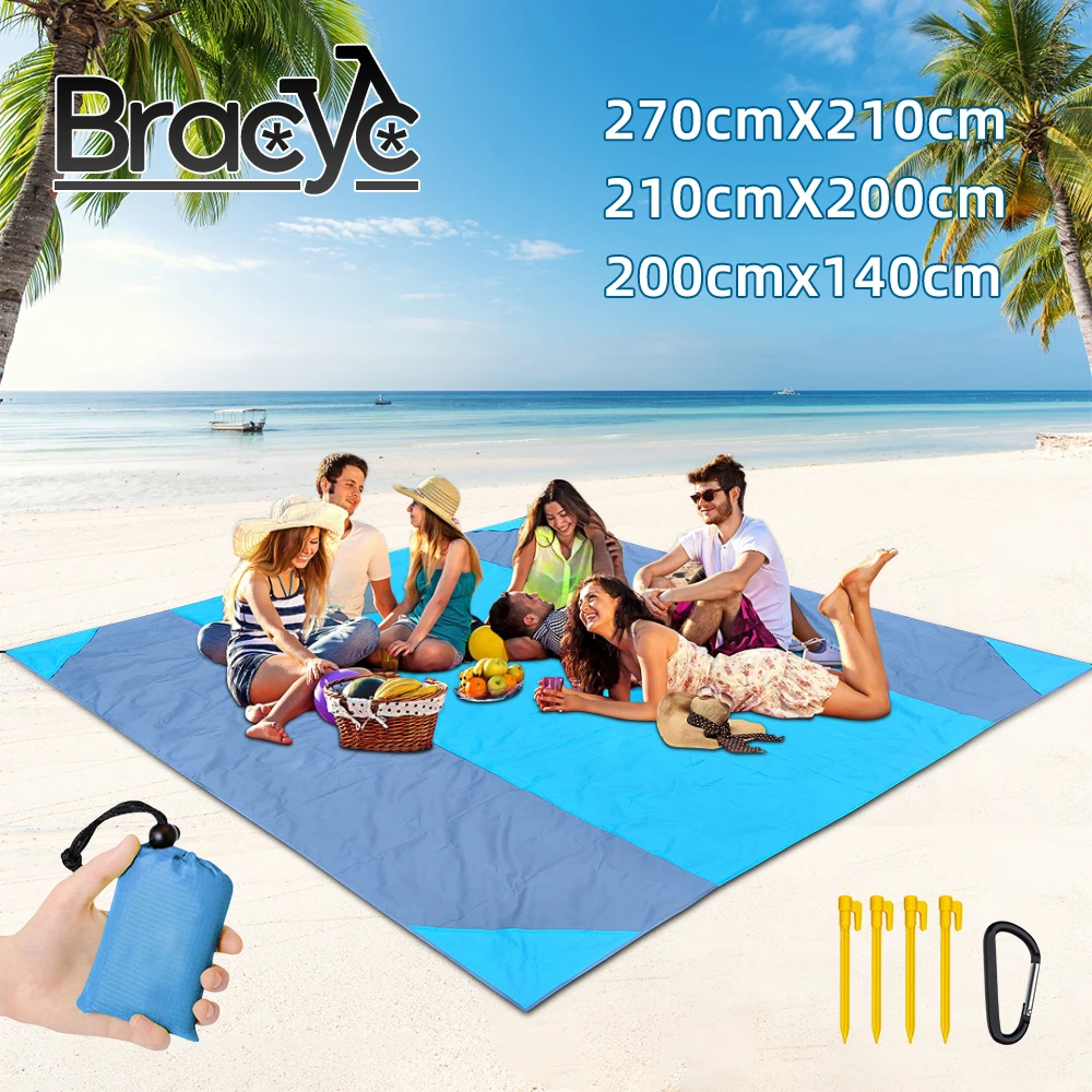 Manta de playa de bolsillo impermeable de 2x2,1 m, colchoneta plegable para acampar, colchón ligero portátil, estera de pícnic al aire libre, estera de arena para playa