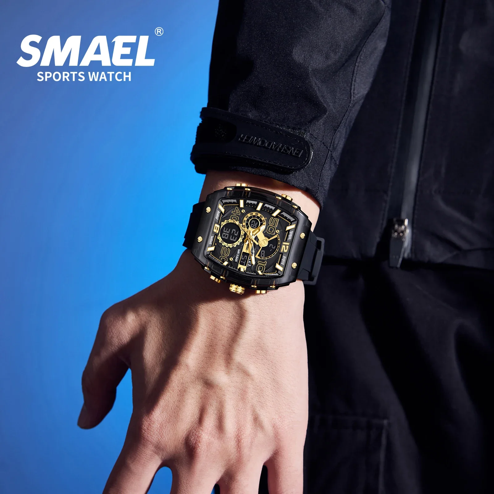 SMAEL 8109 pantalla Dual LED luz nocturna ocio estudiante reloj electrónico nuevo reloj para hombres deportes multifuncionales 50M impermeable
