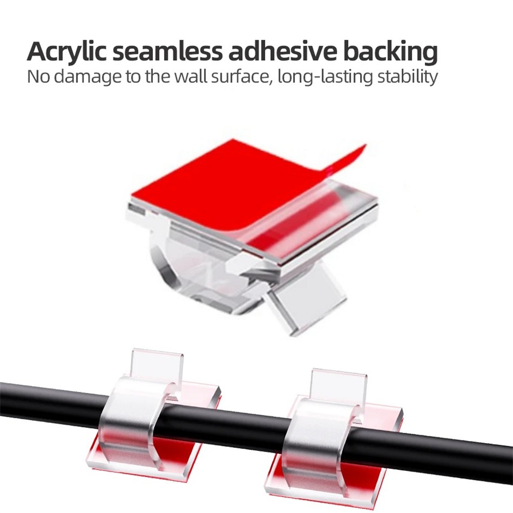 50Pcs Adhesive Cable Organizer Cables Holder Cable Management Harness Clamp for Home PC Computer Mouse Power USB Cable Cabling