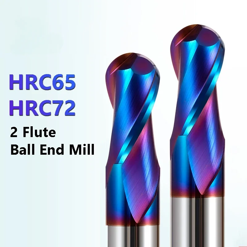 HRC65 HRC70 ความแข็งสูง Ball Nose End Mill ทังสเตนคาร์ไบด์เครื่องตัด CNC Router Bit Milling เครื่องมือ R0.5 6 มม.8 มม.10 มม.12 มม.