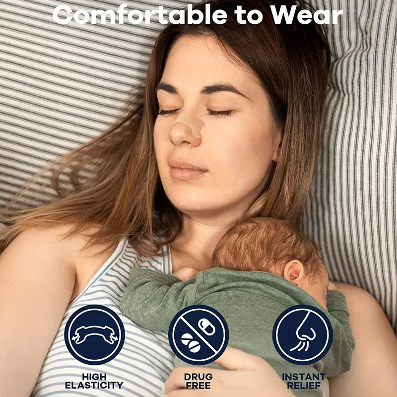 Tiras nasales para el aliento, ayuda correcta para dejar de roncar, parche para la nariz, buen sueño, almohadilla transparente, producto más fácil, respirar más fácil, ayuda para el sueño