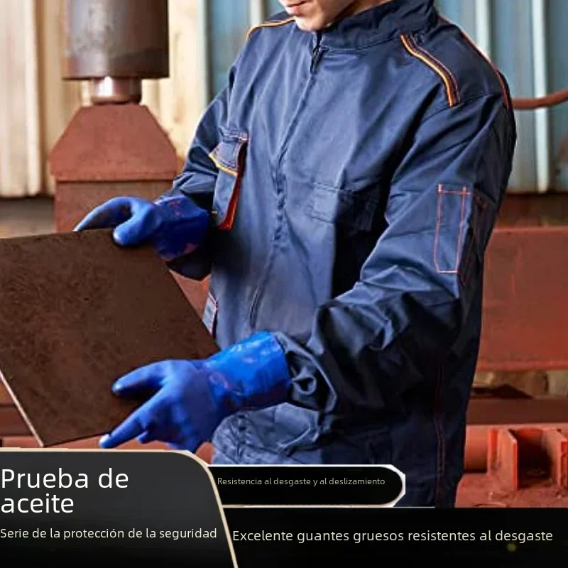 Guantes industriales resistentes a productos químicos, protección gruesa, antideslizante, resistente al aceite y a los ácidos