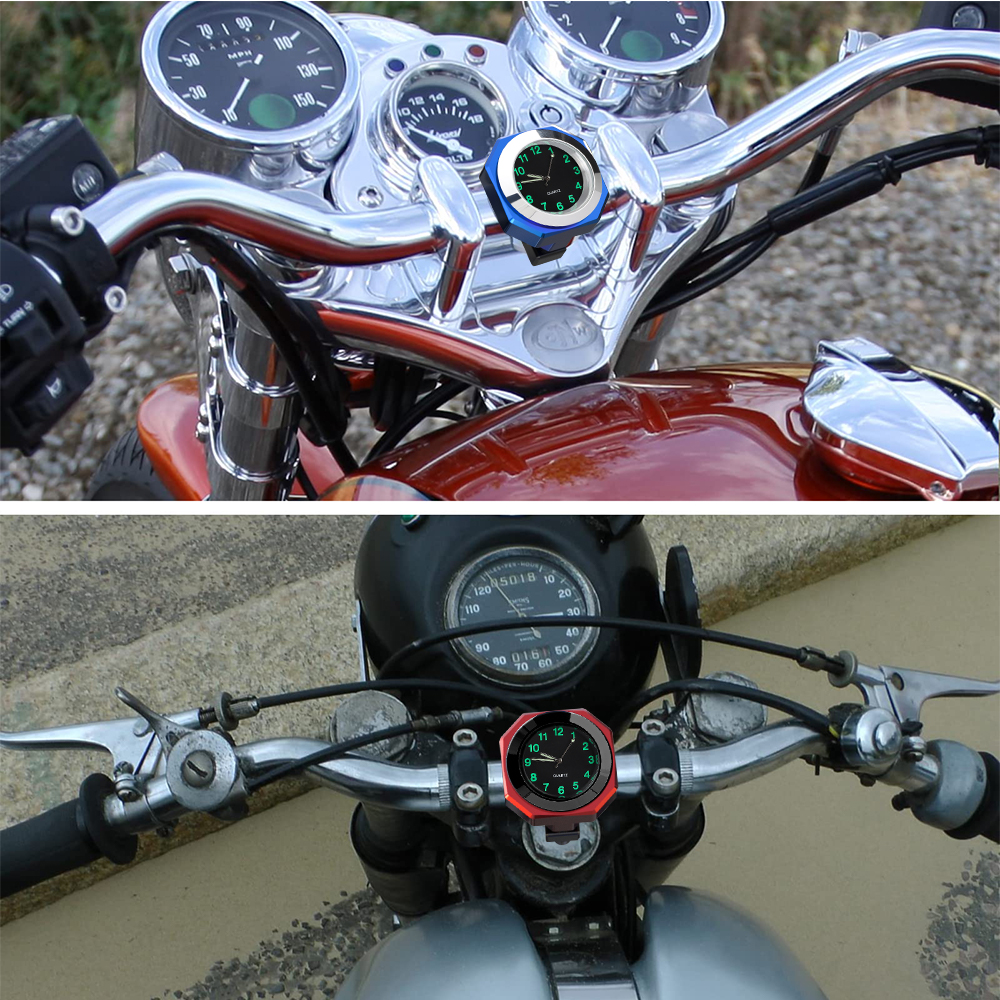 Motorcycle Aluminum Alloy Clock 22-28mm Waterproof Handlebar Mount For Bicycle Motobike Luminous Quartz Watch Time Display